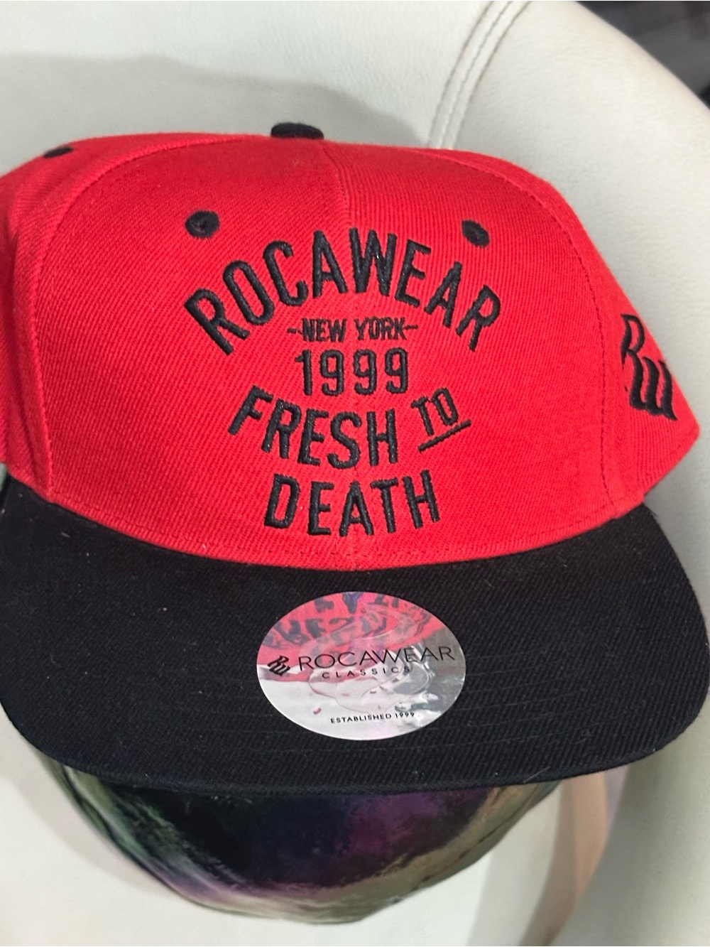 NWT Rocawear Red & Black 'Fresh to Death' Snapback Cap
